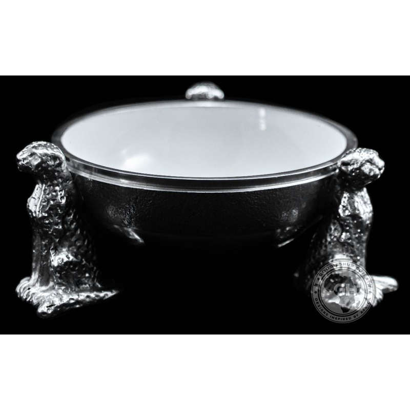3 Cheetah Round Snack Bowl WHITE - Lamu Aluminium Baked Enamel Tableware
