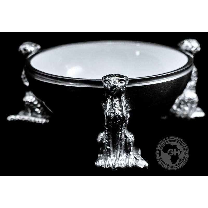 3 Cheetah Round Snack Bowl WHITE - Lamu Aluminium Baked Enamel Tableware