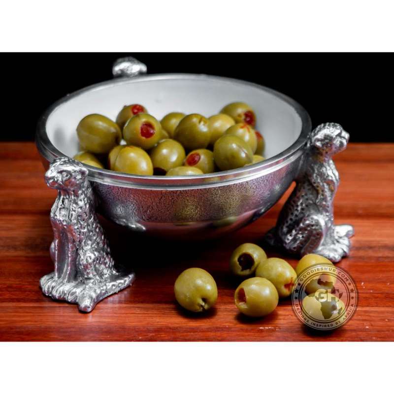 3 Cheetah Round Snack Bowl WHITE - Lamu Aluminium Baked Enamel Tableware