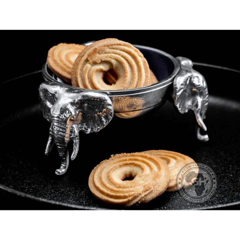 3 Elephant Round Snack Bowl BLUE - Lamu Aluminium Baked Enamel Tableware