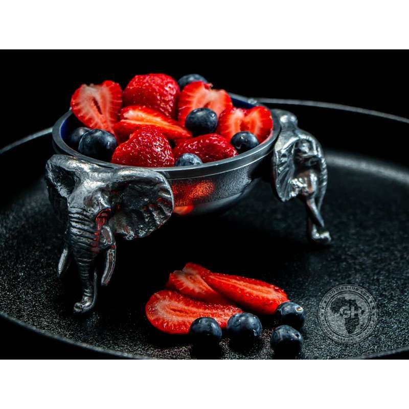 3 Elephant Round Snack Bowl BLUE - Lamu Aluminium Baked Enamel Tableware