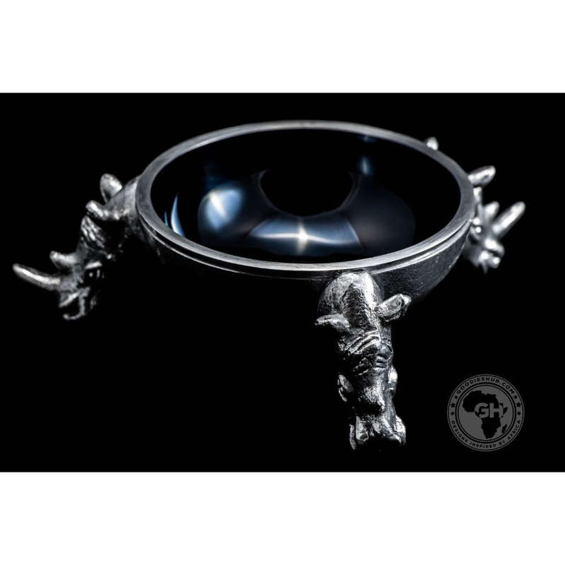 3 Rhino Round Snack Bowl BLACK - Lamu Aluminium Baked Enamel Tableware