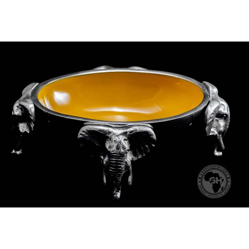 4 Elephant oval bowl OCHRE - Lamu Aluminium Baked Enamel Tableware