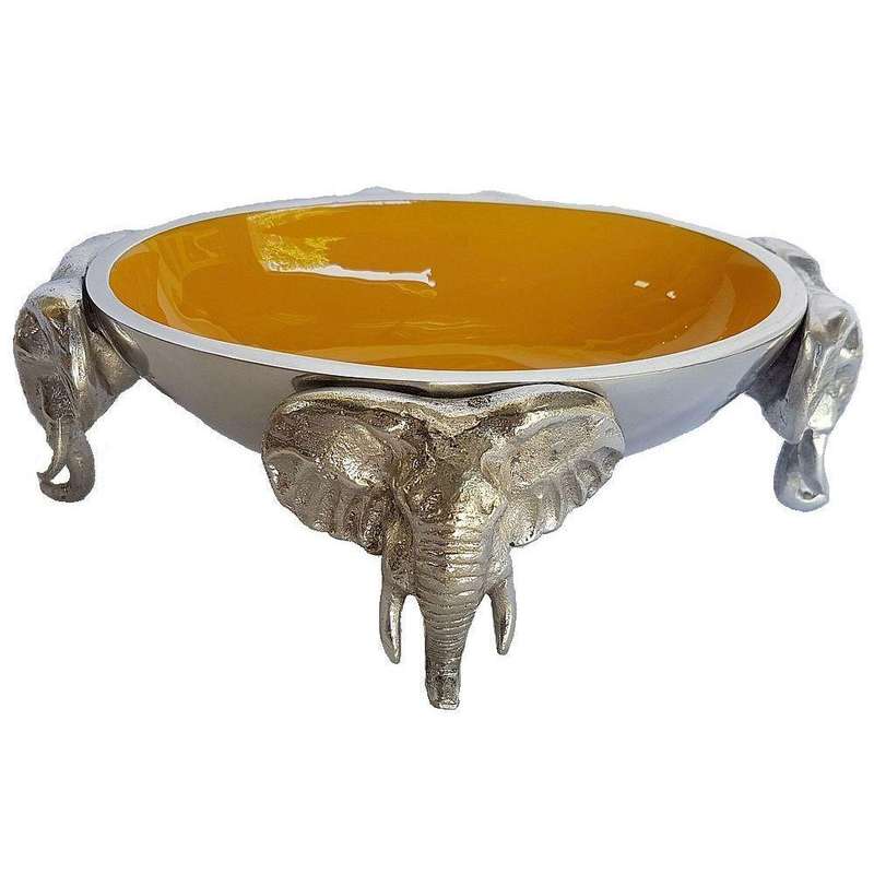 4 Elephant oval bowl OCHRE - Lamu Aluminium Baked Enamel Tableware