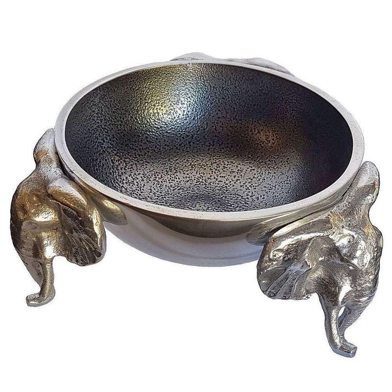 3 Elephant Round Snack Bowl - Lamu Aluminium Tableware