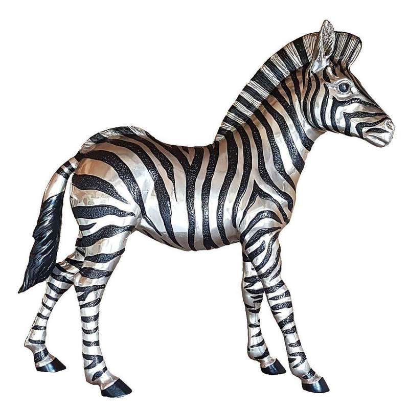 Zebra Baby Large -  Silver and Black Sculpture