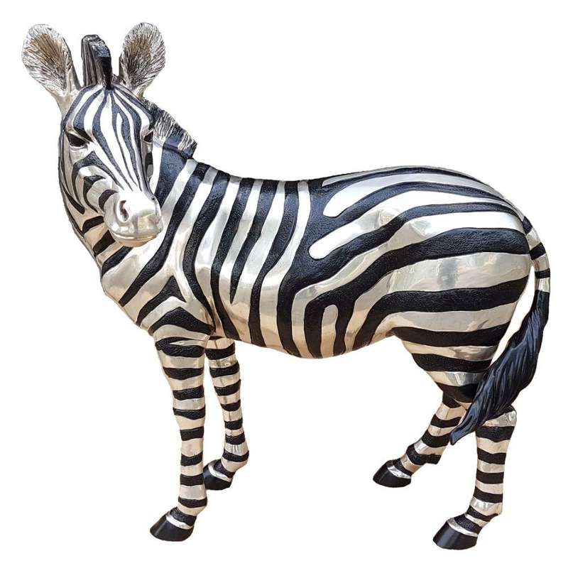 Zebra Mother Large -  Silver and Black Sculpture