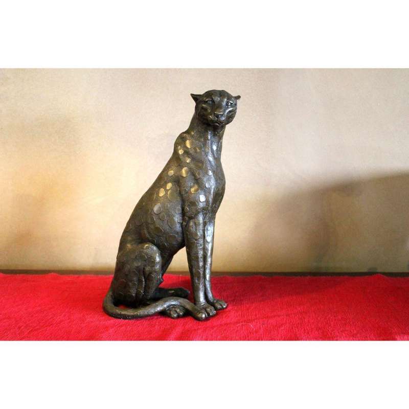 Cheetah Sitting Small Bronze Sculpture