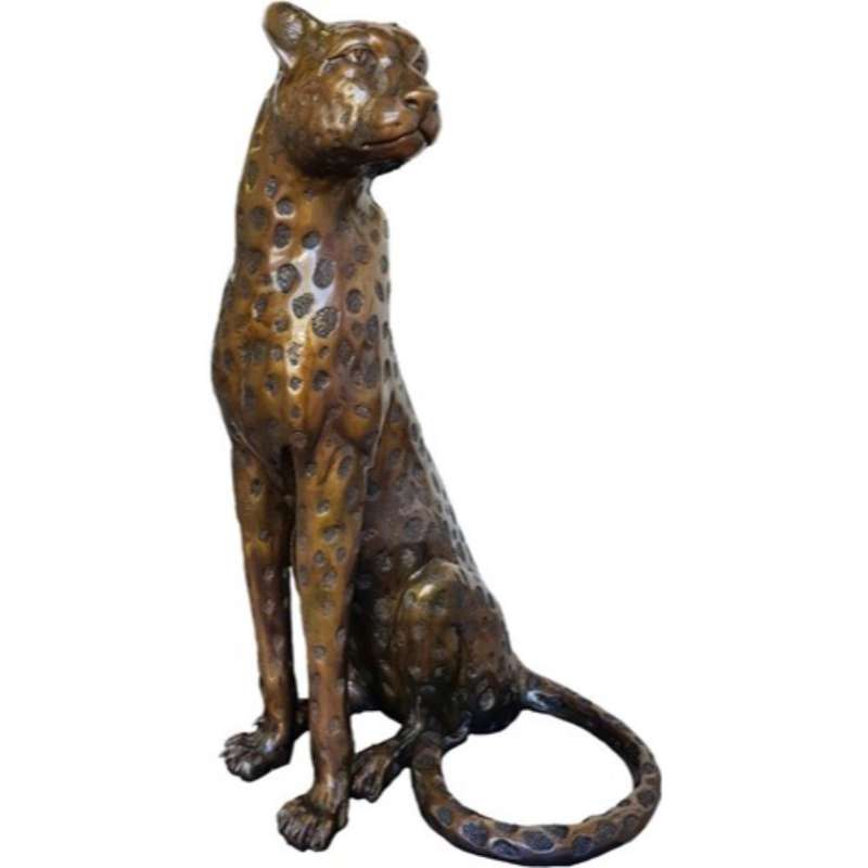 Cheetah Sitting Life Size - Bronze Sculpture