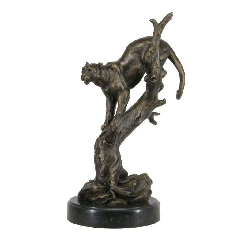 Leopard in Tree Bronze Sculpture