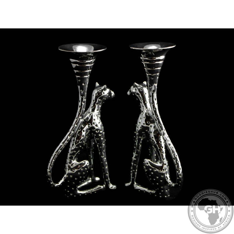 Candlestick Medium (Pair) - Cheetah Africa Collection - Diana Carmichael