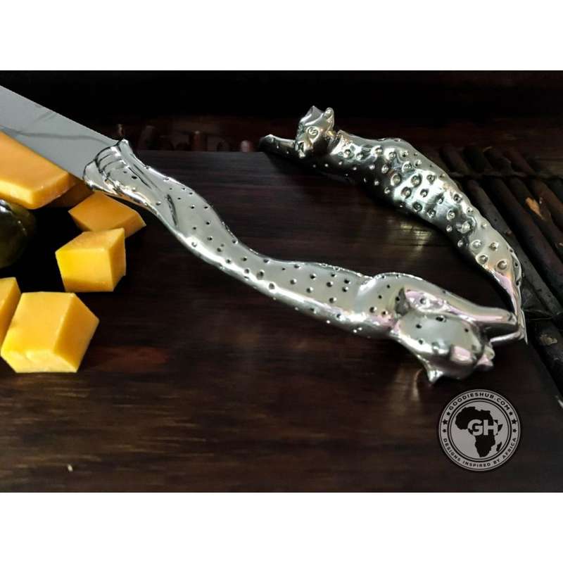 Cheese Board Small & Cheese Knife Large Set - Cheetah Africa Collection - Diana Carmichael
