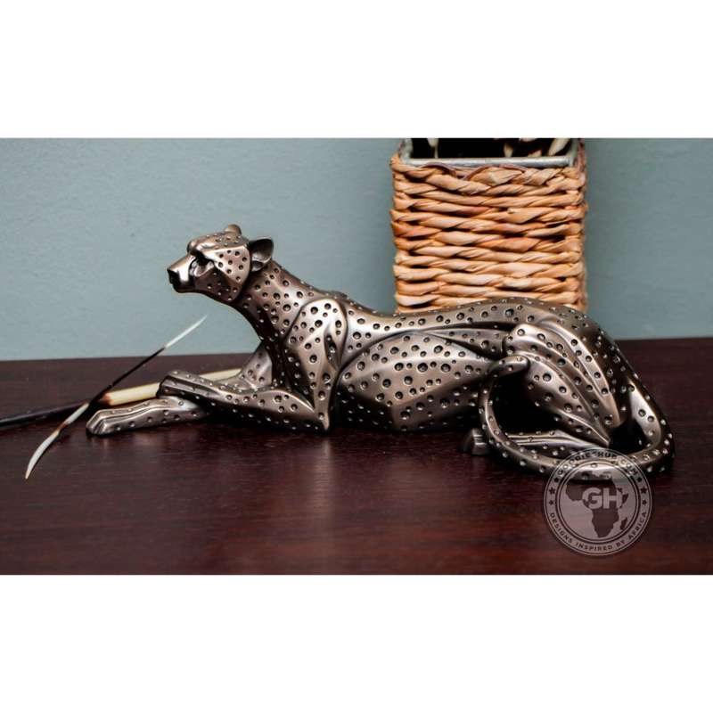 Cheetah Lying Bronzed Sculpture - Zera