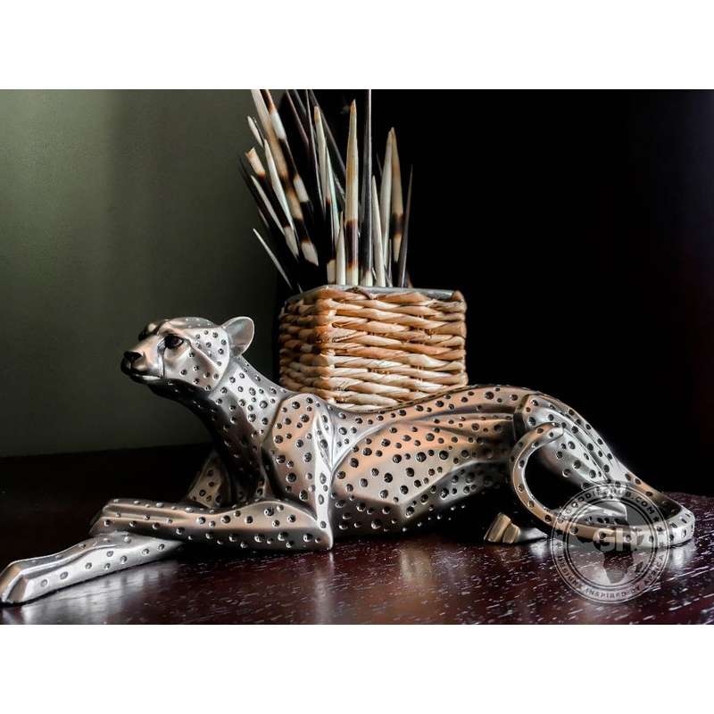 Cheetah Lying Bronzed Sculpture - Zera