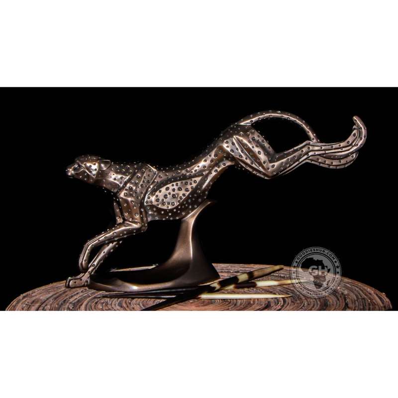 Cheetah Running Bronzed Sculpture - Zinga