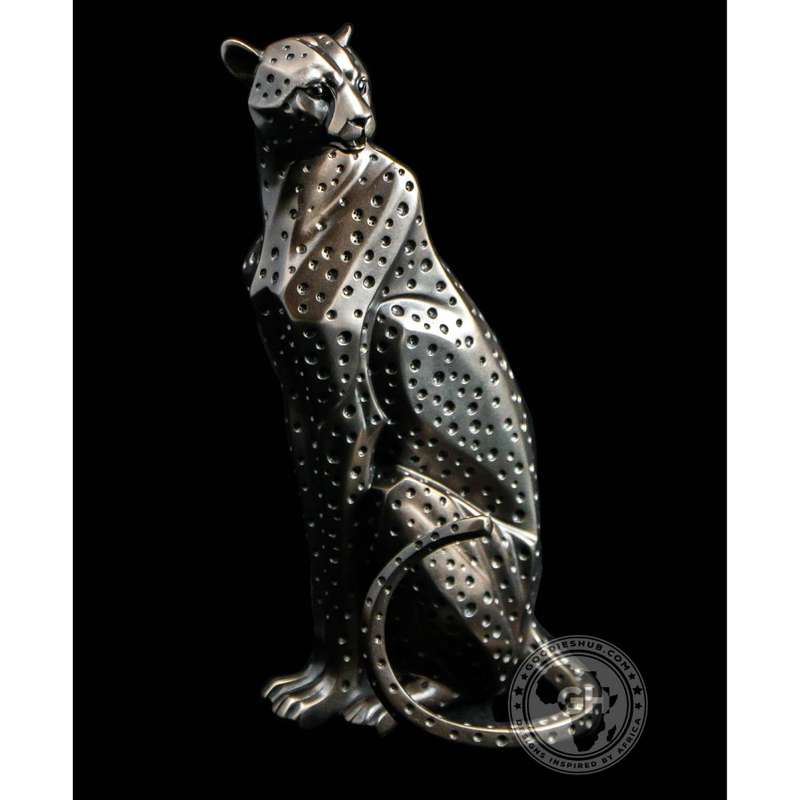 Cheetah Sitting Bronzed Sculpture - Zimbini