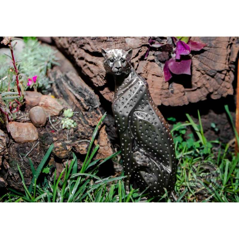 Cheetah Sitting Bronzed Sculpture - Zimbini