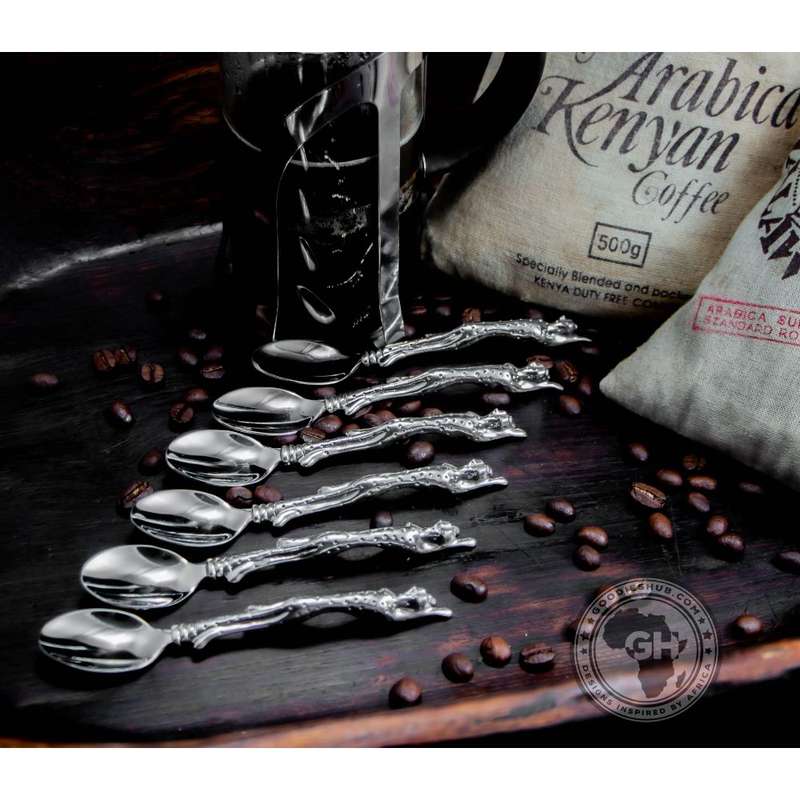 Coffee Spoon Set of 6 - Cheetah Africa Collection - Diana Carmichael