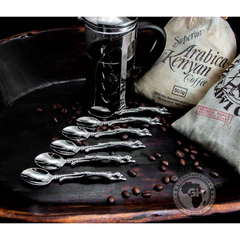 Coffee Spoon Set of 6 - Cheetah Africa Collection - Diana Carmichael