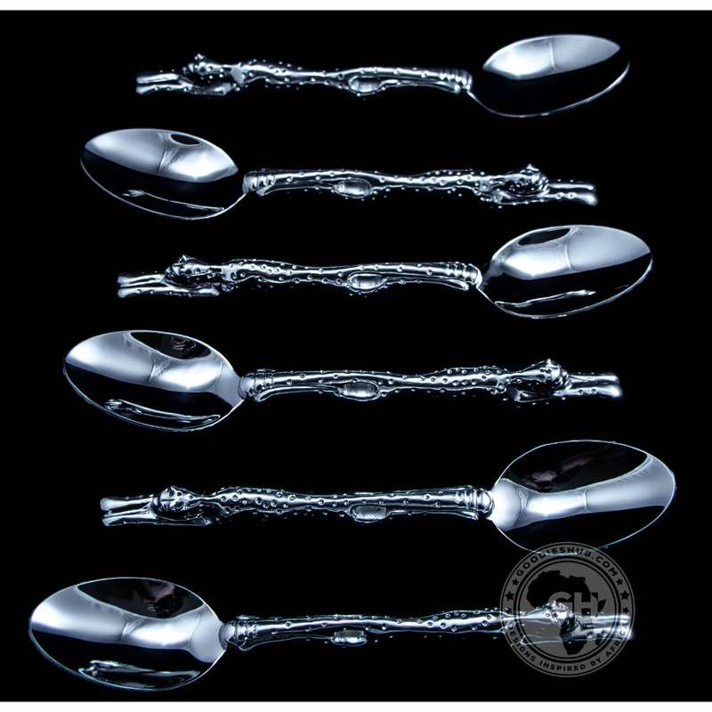 Dessert Spoon Set of 6 - Cheetah Africa Collection - Diana Carmichael