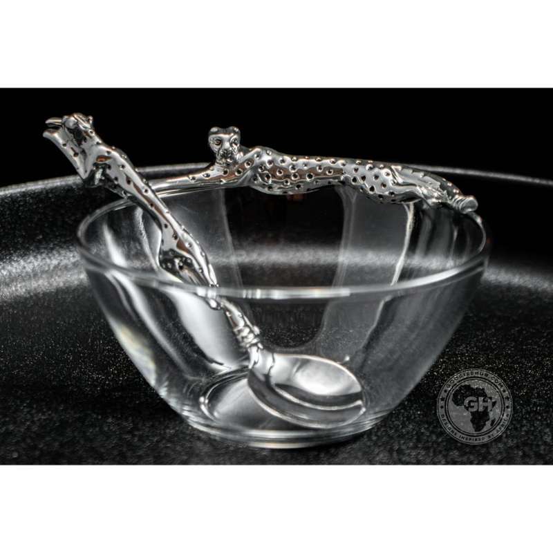 Dish 120mm Lying & sugar Spoon Set - Cheetah Africa Collection - Diana Carmichael