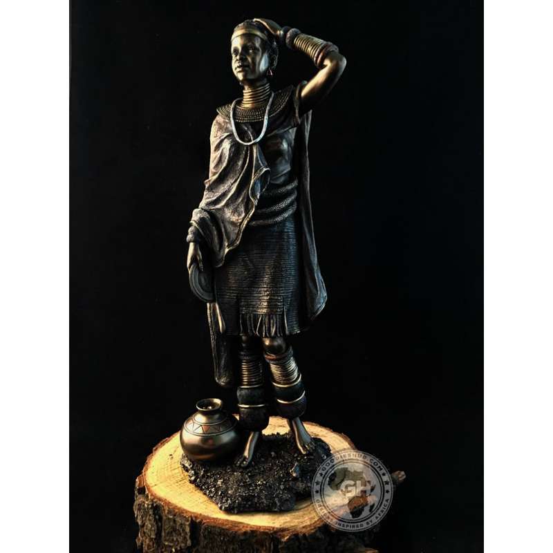 Ndebele Woman African Figurine Bronze Sculpture