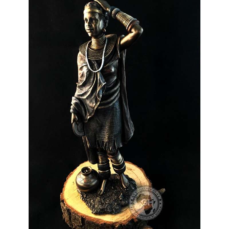 Ndebele Woman African Figurine Bronze Sculpture