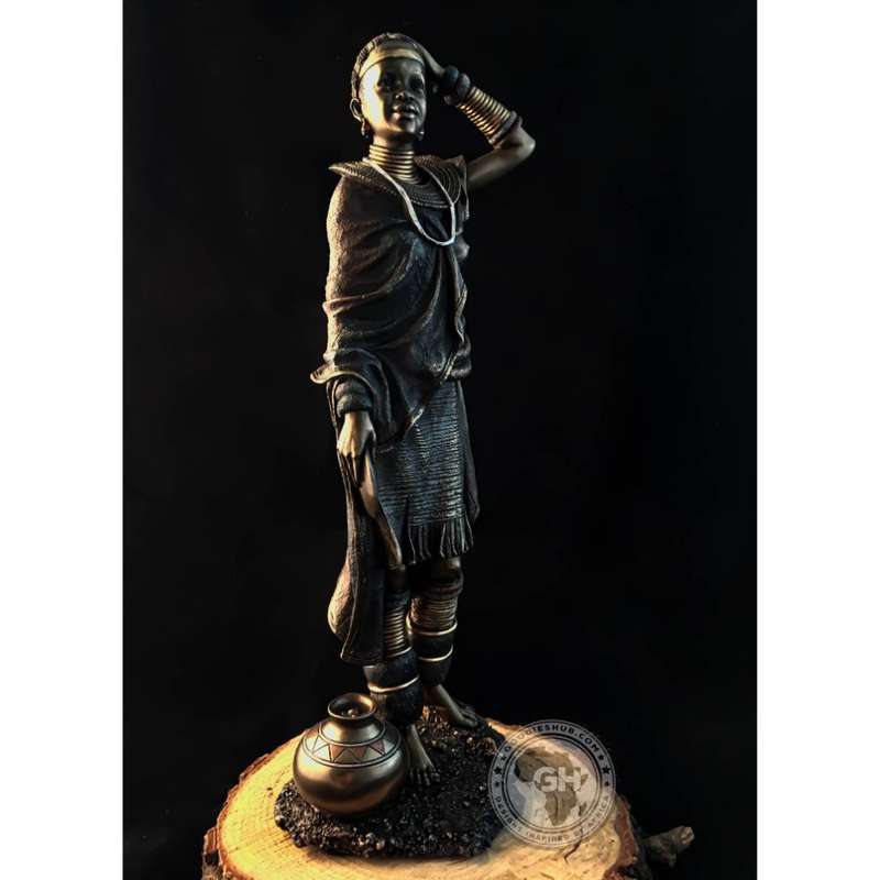 Ndebele Woman African Figurine Bronze Sculpture