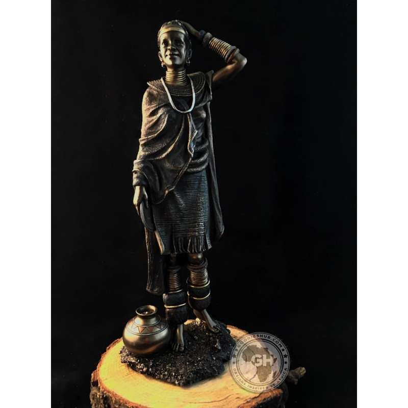 Ndebele Woman African Figurine Bronze Sculpture