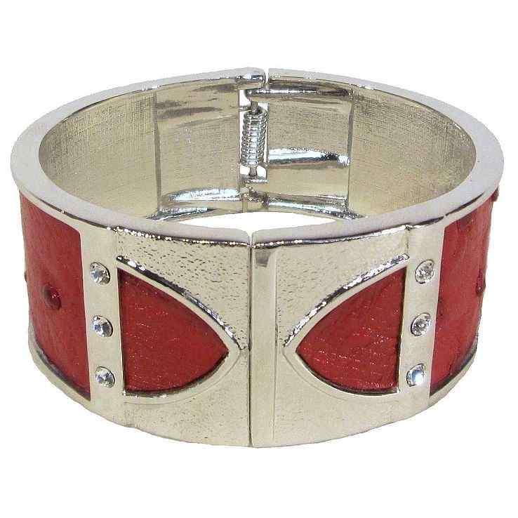 Bangle - Ostrich Leather - Flame Red