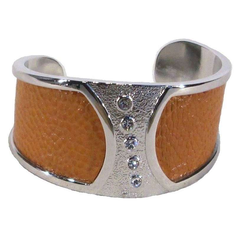 Ostrich Leather Slip on Cuffs - Chestnut