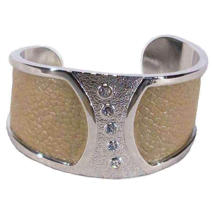 Ostrich Leather Slip on Cuffs - Oryx