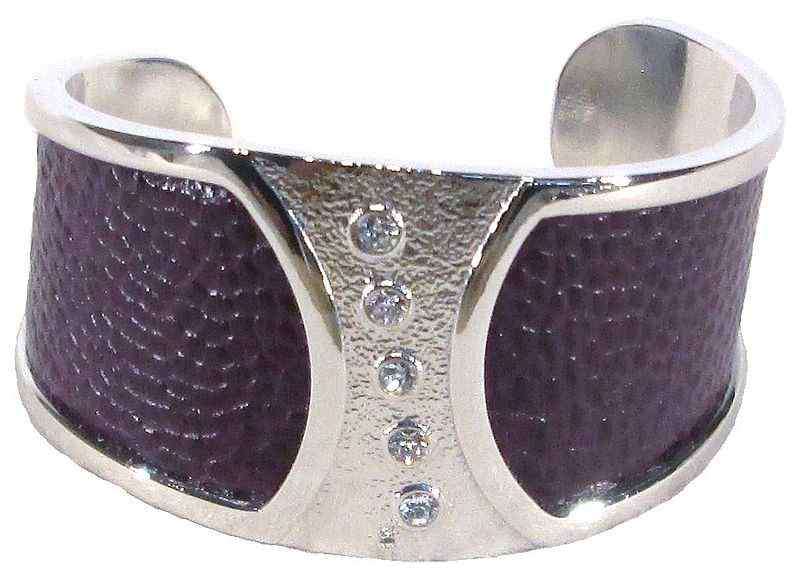Ostrich Leather Slip on Cuffs - African Violet