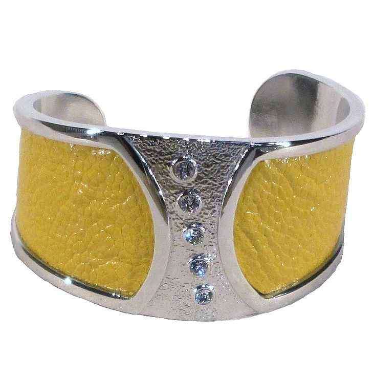 Ostrich Leather Slip on Cuffs - Sun