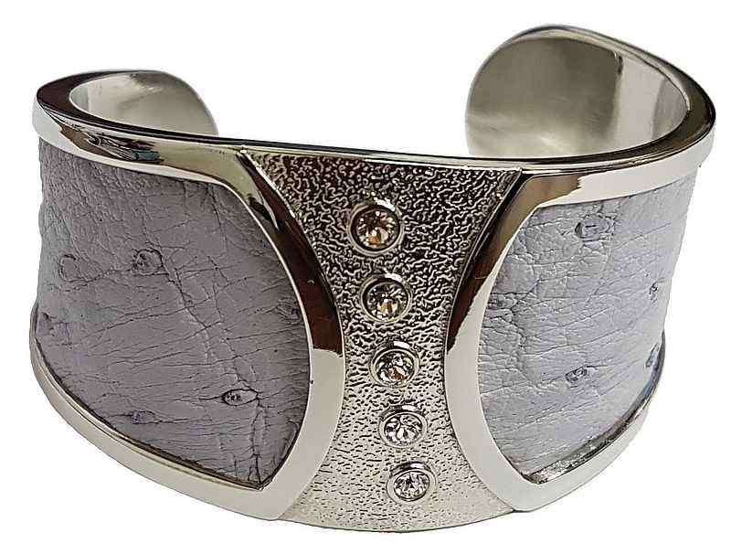 Ostrich Leather Slip on Cuffs - Nimbus