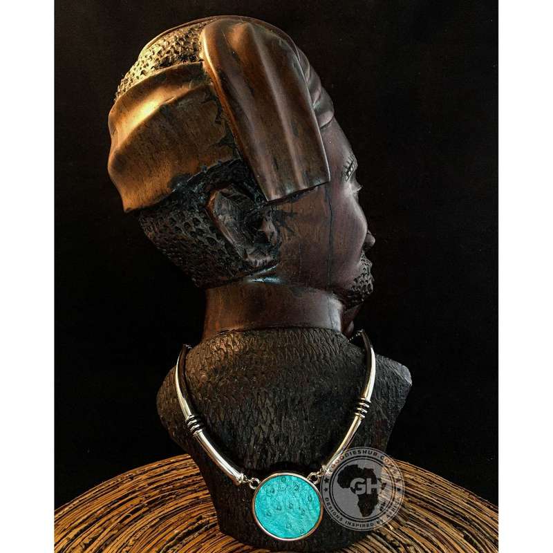 Ostrich Leather Necklace Tusk Design - Aruba