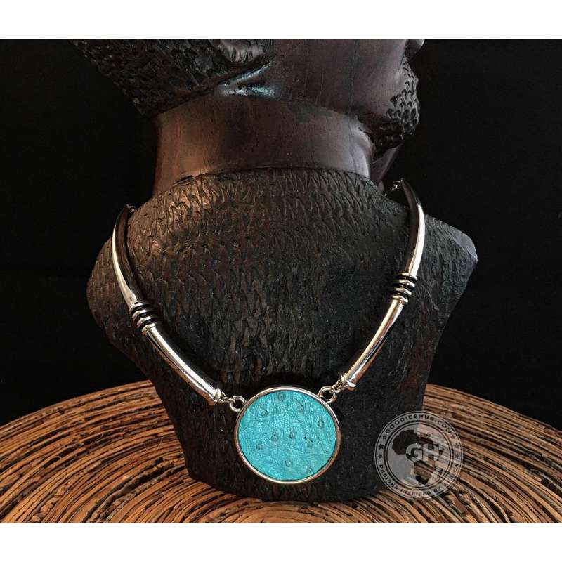Ostrich Leather Necklace Tusk Design - Aruba