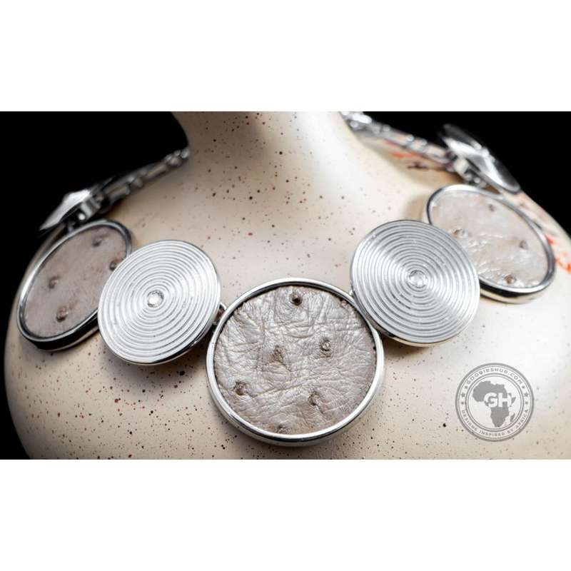 Ostrich Leather Round Necklace - Oryx