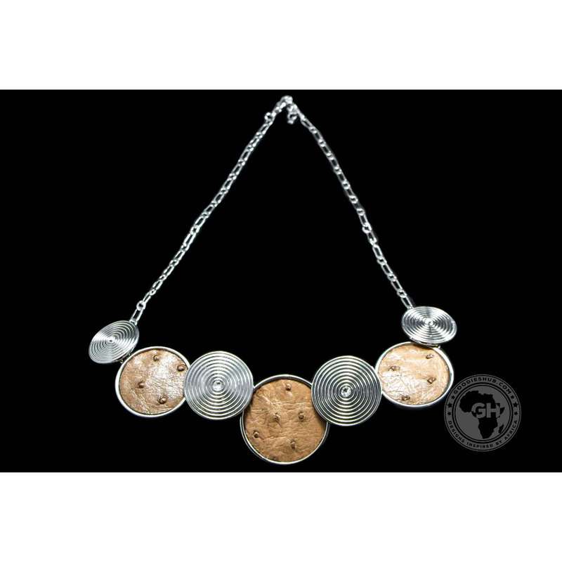 Ostrich Leather Round Necklace - Oryx