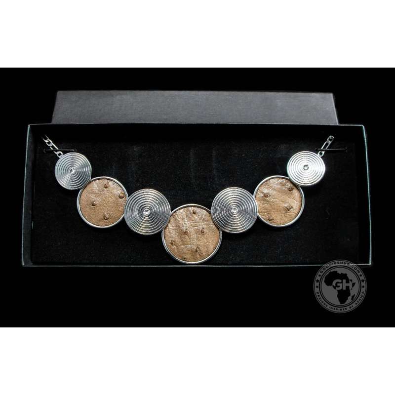 Ostrich Leather Round Necklace - Oryx