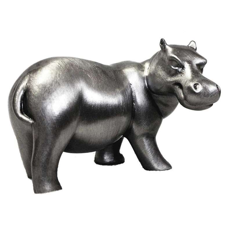 Hippo Mouth Closed Pewter Sculpture
