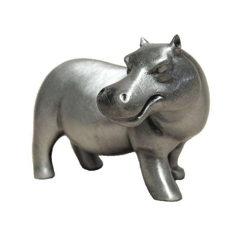 Hippo Mouth Closed Pewter Sculpture