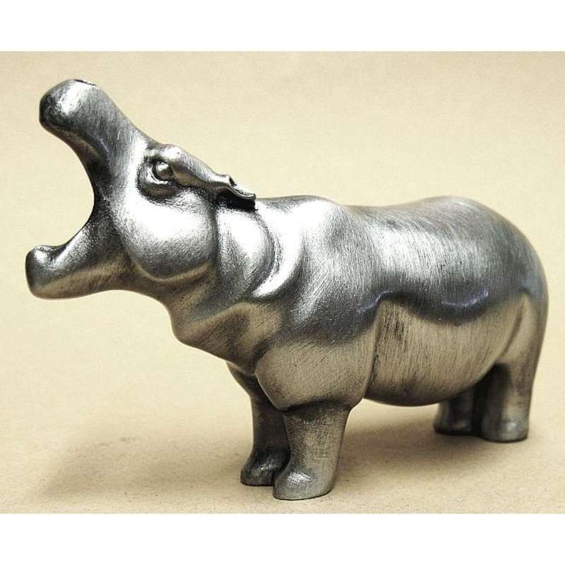 Hippo Mouth Open Pewter Sculpture