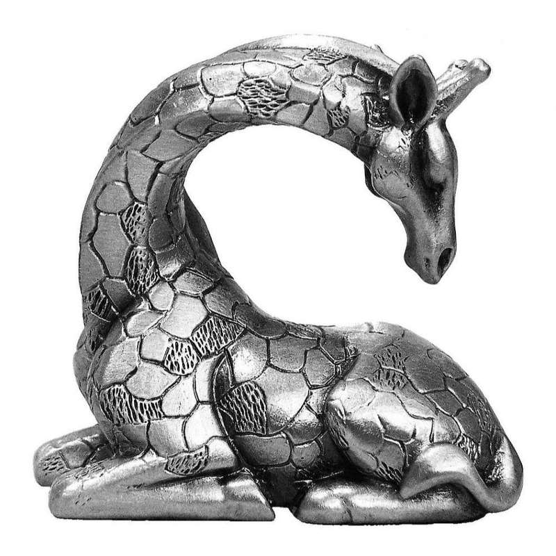 Giraffe Sitting Pewter Sculpture