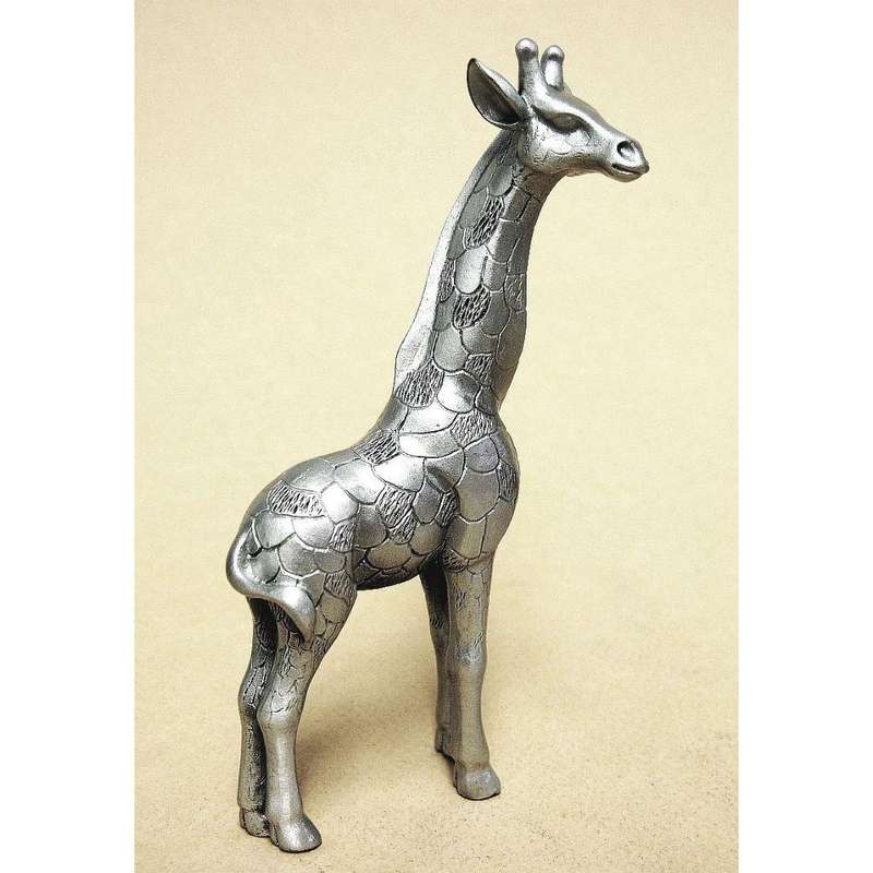 Giraffe Standing Pewter Sculpture