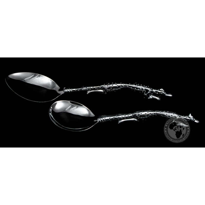Serving Spoon Medium & Serving Spoon Large Set - Cheetah Africa Collection - Diana Carmichael