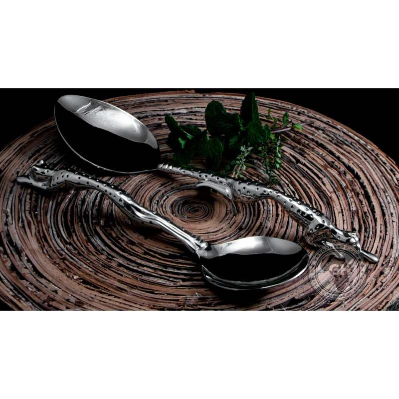 Serving Spoon Medium & Serving Spoon Large Set - Cheetah Africa Collection - Diana Carmichael