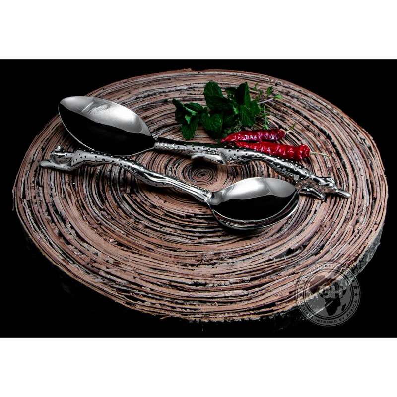 Serving Spoon Medium & Serving Spoon Large Set - Cheetah Africa Collection - Diana Carmichael