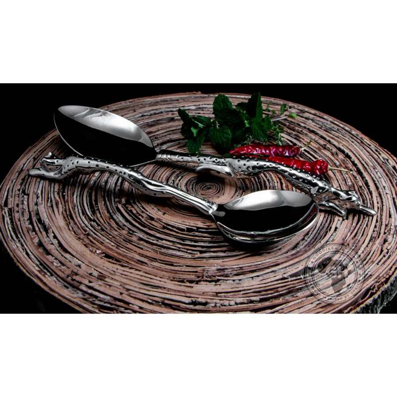 Serving Spoon Medium & Serving Spoon Large Set - Cheetah Africa Collection - Diana Carmichael