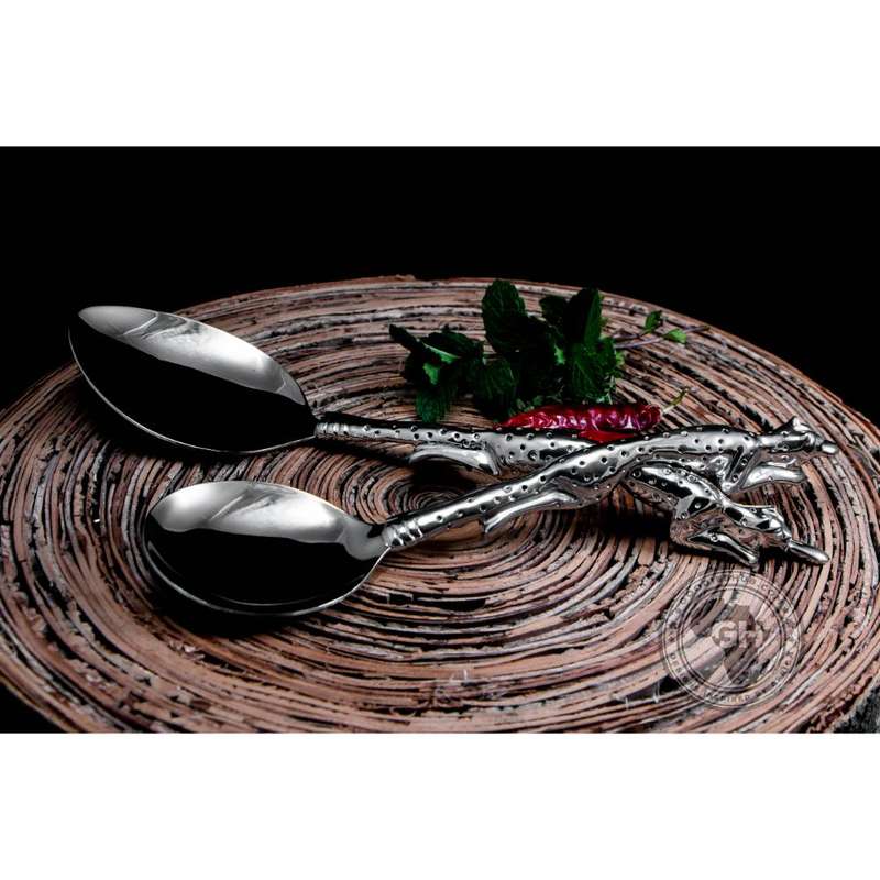 Serving Spoon Medium & Serving Spoon Large Set - Cheetah Africa Collection - Diana Carmichael